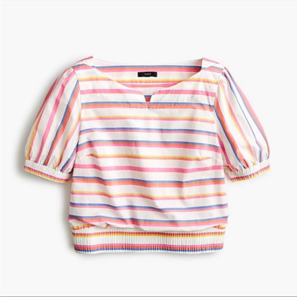 J crew Cinched-Waist Top in Sorbet Stripe